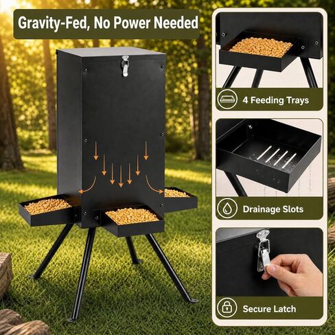 GYMAX 90LBS Deer Feeder, Gravity Deer Feeders with 4 Trays, Heavy Duty in Saudi Arabia
