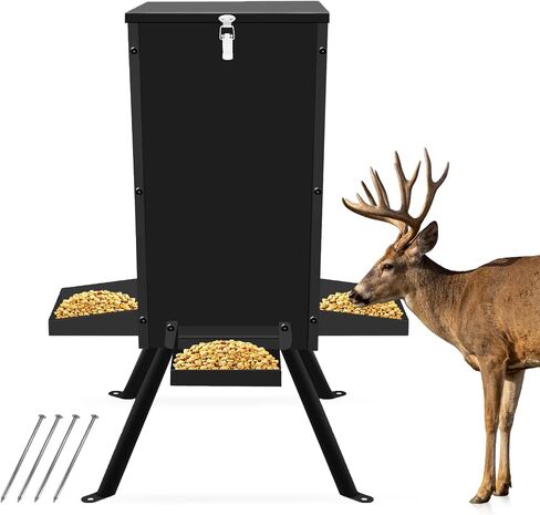 80LB Heavy Duty Gravity Steel Deer Feeder | Lightweight, Windproof, Waterproof, All-Weather Steel, for Deer Hunting and Game Feeding, Holds Corn or Pellets in Saudi Arabia