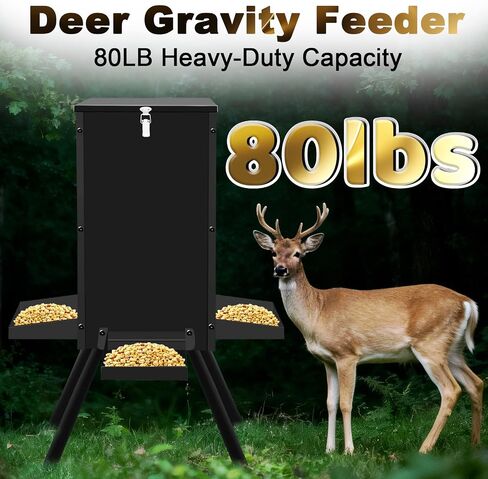80LB Heavy Duty Gravity Steel Deer Feeder | Lightweight, Windproof, Waterproof, All-Weather Steel, for Deer Hunting and Game Feeding, Holds Corn or Pellets in Saudi Arabia