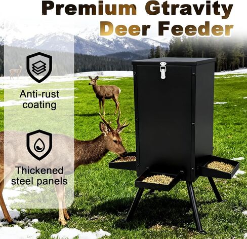 80LB Heavy Duty Gravity Steel Deer Feeder | Lightweight, Windproof, Waterproof, All-Weather Steel, for Deer Hunting and Game Feeding, Holds Corn or Pellets in Saudi Arabia