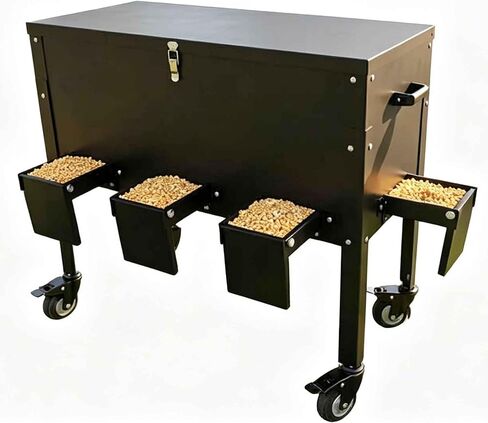 200 LBS Gravity Deer Feeder, Galvanized Steel Deer Feeder, 8 Feeding Ports Wildlife Feeder with Lockable All-Terrain Wheels & Rainproof Cover, Weather Automatic Corn Feeder for Farm, Backyard Outdoor in Kuwait