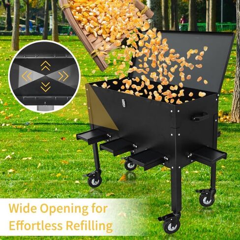 200 LBS Gravity Deer Feeder, Galvanized Steel Deer Feeder, 8 Feeding Ports Wildlife Feeder with Lockable All-Terrain Wheels & Rainproof Cover, Weather Automatic Corn Feeder for Farm, Backyard Outdoor in Kuwait