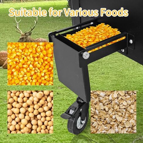 200 LBS Gravity Deer Feeder, Galvanized Steel Deer Feeder, 8 Feeding Ports Wildlife Feeder with Lockable All-Terrain Wheels & Rainproof Cover, Weather Automatic Corn Feeder for Farm, Backyard Outdoor in Kuwait