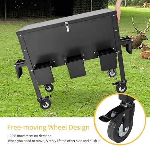 200 LBS Gravity Deer Feeder, Galvanized Steel Deer Feeder, 8 Feeding Ports Wildlife Feeder with Lockable All-Terrain Wheels & Rainproof Cover, Weather Automatic Corn Feeder for Farm, Backyard Outdoor in Kuwait