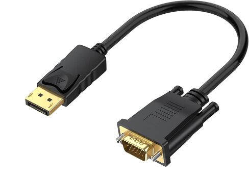 Short DisplayPort to VGA Cable 1.5 Feet, Computer DP Display Port to VGA Monitor/Projector Adapter Cord Male to Male HD Video 1080P for Computer, Monitor, TV, Projector | Compatible with Computer, Monitor, TV, Projector and other VGA & DP enabled devices in Saudi Arabia