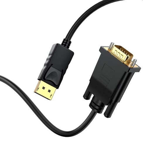 Short DisplayPort to VGA Cable 1.5 Feet, Computer DP Display Port to VGA Monitor/Projector Adapter Cord Male to Male HD Video 1080P for Computer, Monitor, TV, Projector | Compatible with Computer, Monitor, TV, Projector and other VGA & DP enabled devices in Saudi Arabia