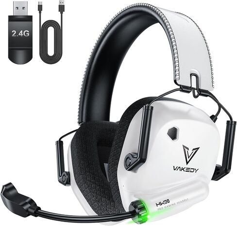 Vakedy Wireless Gaming Headset for PS5, PC, Switch, Dual Mode, 20ms Latency | 2.4GHz USB Dongle, Bluetooth 5.4 Headset with Noise Cancelling Mic, 50mm 3D Audio Drive for FPS Battle Royale, 50H Battery in Saudi Arabia