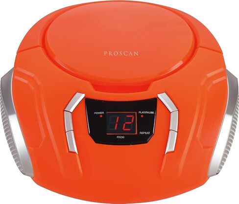 Portable CD Player Boombox with AM/FM Radio + Built in Speakers + Aux Input to Phone/Headphones/Any Audio - CD Players for Home Using AC Adapter or C Batteries (Orange) in Saudi Arabia