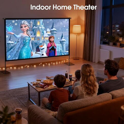 Projector Screen with Stand, 120 Inch Indoor Outdoor Portable Projection kit All-Metal Frame Wrinkle-Free 16:9 4K HD Front/Rear Movie Screen with Carry Bag for Home Theater Backyard Movie Night in Saudi Arabia