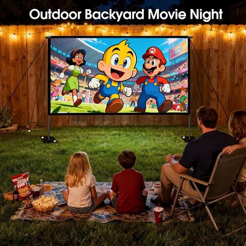 Projector Screen with Stand, 120 Inch Indoor Outdoor Portable Projection kit All-Metal Frame Wrinkle-Free 16:9 4K HD Front/Rear Movie Screen with Carry Bag for Home Theater Backyard Movie Night in Saudi Arabia