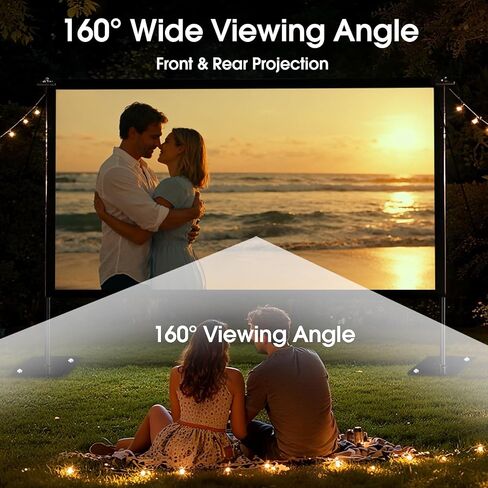 Projector Screen with Stand, 120 Inch Indoor Outdoor Portable Projection kit All-Metal Frame Wrinkle-Free 16:9 4K HD Front/Rear Movie Screen with Carry Bag for Home Theater Backyard Movie Night in Saudi Arabia