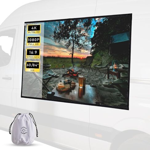 Magnetic Outdoor Projector Screen - Portable HD Projector Screen, 16:9 Aspect Ratio, 1080 Compatible, Foldable Camping White Screen for Van, SUV, Car - Outdoor Movies in Saudi Arabia