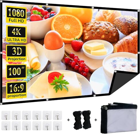 Foldable 120-inch Projector Screen,XINLEMY 4k 16:9 Anti-Crease Portable Washable Projector Backing Black Absorbs Light Movies Screens for Home Theater Backyard Indoor and Outdoor Camping in Saudi Arabia
