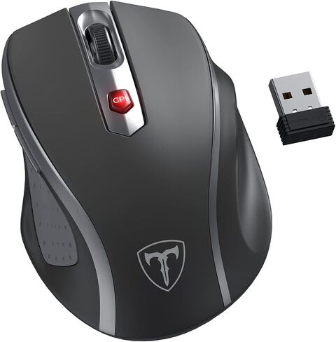 ماوس لاسلكي من HOTWEEMS، ماوس كمبيوتر D-09 ماوس USB لاسلكي لأجهزة الكمبيوتر المحمول، مقابض Ergo، Lightspeed 5-Level 2400 DPI، بطارية 16 شهرًا، محمولة للكمبيوتر الشخصي Mac Chromebook (أسود) | 5 مستويات 2400 نقطة في البوصة، مريح، بطارية تدوم لمدة 16 شهرًا،  in Kuwait