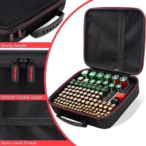 Glamgen Battery case organizer with Tester (BT168), Battery Storage case Holds 126 Batteries Various Sizes AAA AA C D 9V Lithium 3V, Batteries Holder Organizer in Kuwait