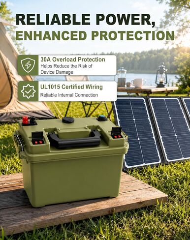 TXL Smart Battery Box for 30Ah/20Ah/18Ah/16Ah/10Ah Lifepo4 Batteries | Dual QC3.0 USB & PD USB-C, 30A Anderson Plug, 30A Circuit Breaker, Waterproof Battery Box for RV, Boat, Trailer, Hunting in Saudi Arabia