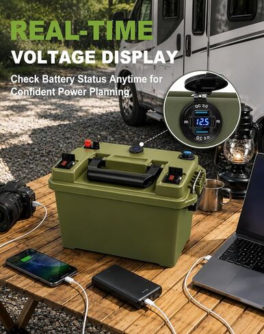 TXL Smart Battery Box for 30Ah/20Ah/18Ah/16Ah/10Ah Lifepo4 Batteries | Dual QC3.0 USB & PD USB-C, 30A Anderson Plug, 30A Circuit Breaker, Waterproof Battery Box for RV, Boat, Trailer, Hunting in Saudi Arabia