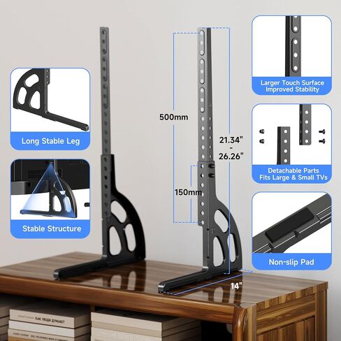 XINLEI Universal Table Top TV Stand for Most 22 to 65 inch LCD LED Plasma Flat Screen TVs, Height Adjustable Leg TV Replacement Stand, Max VESA 800x500mm, Support up to 120lbs ML1760E in Saudi Arabia