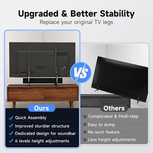 XINLEI Universal Table Top TV Stand for Most 22 to 65 inch LCD LED Plasma Flat Screen TVs, Height Adjustable Leg TV Replacement Stand, Max VESA 800x500mm, Support up to 120lbs ML1760E in Saudi Arabia