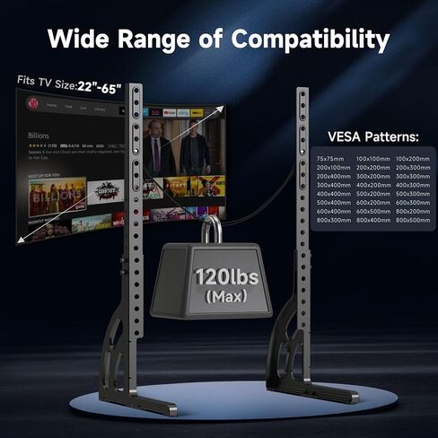 XINLEI Universal Table Top TV Stand for Most 22 to 65 inch LCD LED Plasma Flat Screen TVs, Height Adjustable Leg TV Replacement Stand, Max VESA 800x500mm, Support up to 120lbs ML1760E in Saudi Arabia