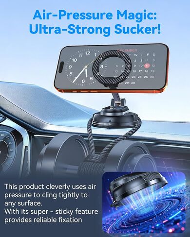 2-IN-1 Detachable MagSafe Car Mount, Vacuum Magnetic Phone Holder for Car | [2800gf Strong Magnet & 89+LBS Suction Base] Phone Holders for Your Car, 360° Adjustable Car Phone Holder for iPhone 17-12 in Kuwait