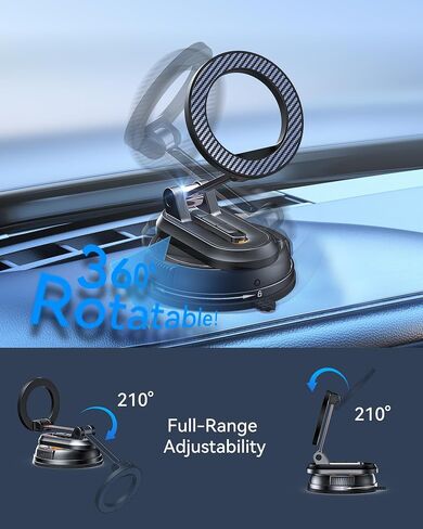2-IN-1 Detachable MagSafe Car Mount, Vacuum Magnetic Phone Holder for Car | [2800gf Strong Magnet & 89+LBS Suction Base] Phone Holders for Your Car, 360° Adjustable Car Phone Holder for iPhone 17-12 in Kuwait