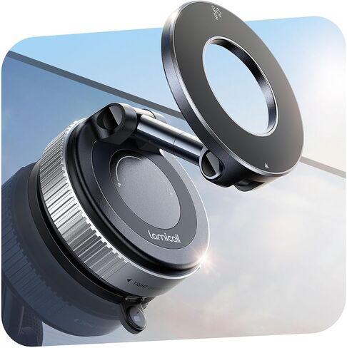 Lamicall for MagSafe Car Mount 70LBS لوحة القيادة والزجاج الأمامي | 20X حامل هاتف مغناطيسي للسيارة 360 درجة حامل هاتف مغناطيسي قابل للطي لسيارتك مناسب لهاتف iPhone 17 16 15 14 Pro Max هدية شاحنة سوداء in Saudi Arabia