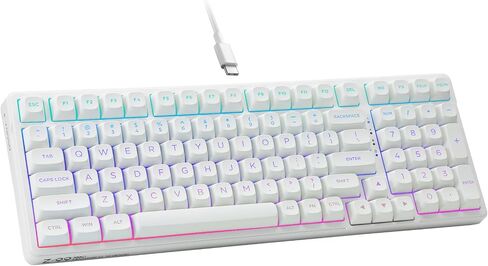 HUO JI E-Yooso Creamy Mechanical Keyboard Wired, RGB Backlit, White | Hot Swappable, Pre-lubed Linear Switches, Gasket Structure, Sound Dampening Foam, 99 Keys Custom Gaming Keyboard for PC/Mac in Saudi Arabia