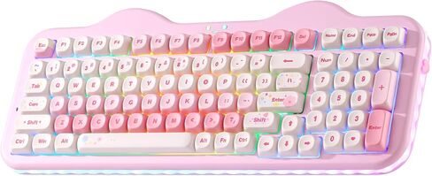 YUNZII C98 Cute Cake Wireless Mechanical Keyboard (Beige, Candy Switch) | 99 Keys with Number Pad, Hot Swap, PBT MOA Keycaps, BT5.0/2.4G/USB-C, Gasket Mount, Custom RGB Backlit for Win/Mac in Saudi Arabia