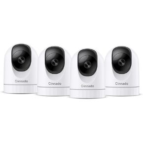 Cinnado 2K Home Security Cameras Indoor with 2.4GHz Wi-Fi & Siren, D1 4Pack | 360° Auto Tracking for Pets/Nanny/Baby/Dog, 2-Way Audio, 24/7 SD Card Storage, Cloud Storage, Works with Alexa & Google Home in Saudi Arabia