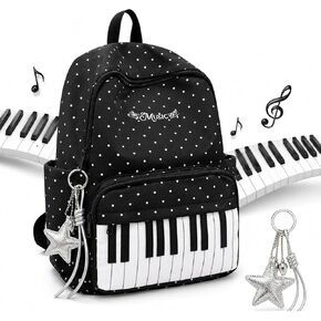 Piano Backpack, Polka Dot Backpack, Y2k Bookbag Medium Daypack with Wide Padded Lightweight Adjustable Straps, Pendant, Black Polka Dot，Black in Kuwait
