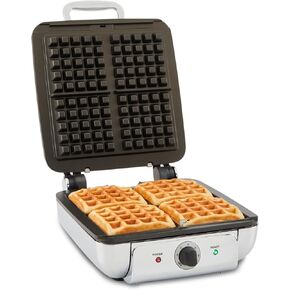 All-Clad Stainless Steel Waffle Maker 4 Section, Thick Belgium Waffle Makers, Upright Storage 1600 Watts, Nonstick, 6 Browning Levels, Dishwasher Safe in Saudi Arabia