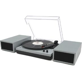LP&No.1 Record Player with Built-in Stereo Speakers, LED Control, 3-Speed Belt-Drive Vinyl Turntable with USB Playback & Recording, Wireless Input & Output, Auto Stop, Pitch Control | Black in Saudi Arabia