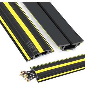 10 ft Cord Covers for Wires on Floor, Heavy Duty PVC Duct Floor Cord Cover, Floor Cable Cover Easy to Unroll Prevent Trip Hazard for Home Office or Outdoor Settings (Black) in Saudi Arabia