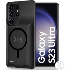 Battery Case for Galaxy S23 Plus,[12000mAh] Large Capacity Slim Portable Protective Fast Charging Case Battery Case Compatible with Galaxy S23 Plus(6.6inch) Wireless Charging Case with Carplay-Black in Saudi Arabia
