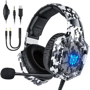 Gaming Headset with Microphone, Gaming Headphones Compatible for PS4 PS5 Xbox PC with RGB Lights, PlayStation Headset with Noise Reduction 7.1 Surround Sound Over-Ear and Wired 3.5mm Jack (Black) in Saudi Arabia