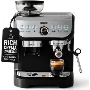 Zulay Magia Compact Espresso Machine – 20 Bar Small Espresso Machine with Milk Frother Steam, Latte & Cappuccino, Mini Espresso Machine 1350W Fast Heating, 40oz Water Tank, Stainless Steel – Silver in Saudi Arabia