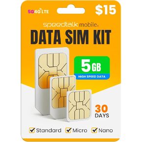 SpeedTalk Data Only SIM Card Prepaid USA Coverage | 2GB for 30 Days | 5G/ 4G LTE Network for IoT, GPS Trackers, Tablets, Trail Cameras | Triple Cut 3-in-1 SIM Kit | No Voice & No Text in Saudi Arabia