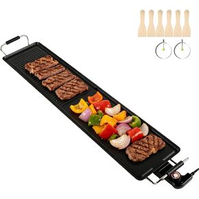 39.5-Inch Electric Griddle & Teppanyaki Grill, 1400W Large Non-Stick Surface, Intelligent Temperature Control, Easy to Clean. Indoor/Outdoor Use for Pancakes, BBQ, Camping & Gatherings in Saudi Arabia