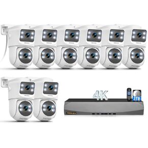 4K PoE Security Camera System Outdoor, 8 Dual Lens Cameras, 3TB Hard Drive | Fixed + PTZ Auto Tracking, 130° Wide Angle, AI Human Detection, Color Night Vision, 2-Way Audio, No Monthly Fee in Kuwait