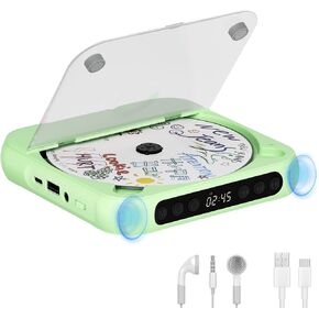 Portable CD Player with Bluetooth 5.3, Rechargeable CD Player for Home/Car, Built-in HiFi Speakers, Headphones, LCD Screen, Supports CD/AUX/USB and Repeat Modes, Black in Saudi Arabia