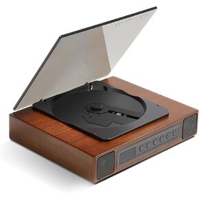 K10 Bluetooth CD Player with Speakers for Home, Rechargeable | Remote Control, Bluetooth 5.3 Input & Output, USB Playback, AUX Input & Optical Output, CD-R/RW & MP3 CDs, Retro Wood-Style in Saudi Arabia