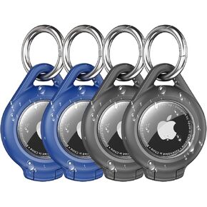 Waterproof AirTag Holder, 4 Pack AirTag Keychain Holder with Keyring, Black in Kuwait