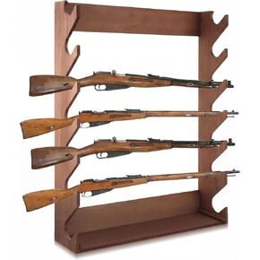 DoubleFill 5/7 Slot Wood Gun Rack for Wall | Rifle Rack Wall Mount, Indoor Long Gun Holder, Heavy Duty Rifle Rack Display Storage for Classic Rifles, Shotguns, or Airguns in Saudi Arabia