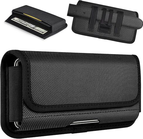 ykooe Holster for Samsung Galaxy S20-S26 Plus, FE, Edge, Horizontal Nylon Cell Phone Belt Card Holder Pouch with Clip for Men, Magnetic Closure, Sturdy Build, Reliable Everyday Protection, Black in Kuwait