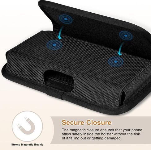 ykooe Holster for Samsung Galaxy S20-S26 Plus, FE, Edge, Horizontal Nylon Cell Phone Belt Card Holder Pouch with Clip for Men, Magnetic Closure, Sturdy Build, Reliable Everyday Protection, Black in Kuwait
