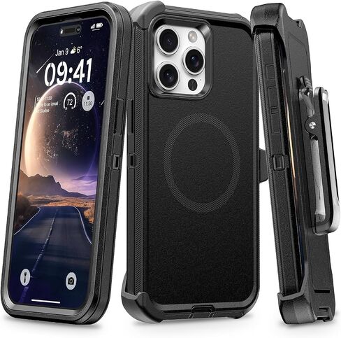 TUTUKII Magnetic for iPhone 15 Plus/14 Plus Case with Belt Clip Holster (Black) in Saudi Arabia