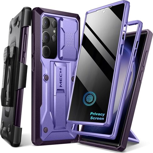 TONGATE for Samsung Galaxy S23 Ultra Case, 2 Front Frames & Stand, P-Black | Built-in Slide Camera Cover & Screen Protector, Military Grade Shockproof S23 Ultra Phone Case with Kickstand & Belt-Clip in Saudi Arabia