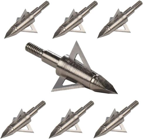 Bowhunting 100 125 Grain, 3 Blade Broadhead Steel Tips for Archery Crossbow Bolts Arrows, 1" Cutting Diameter, 12 Pack in Saudi Arabia