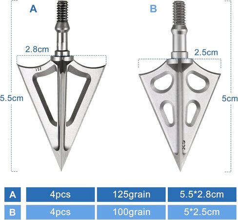 8-pcs Hunting Broadheads 125-Grain and 100-Grain Arrowhead | Suitable for Carbon Arrow and Crossbow Bolts in Saudi Arabia
